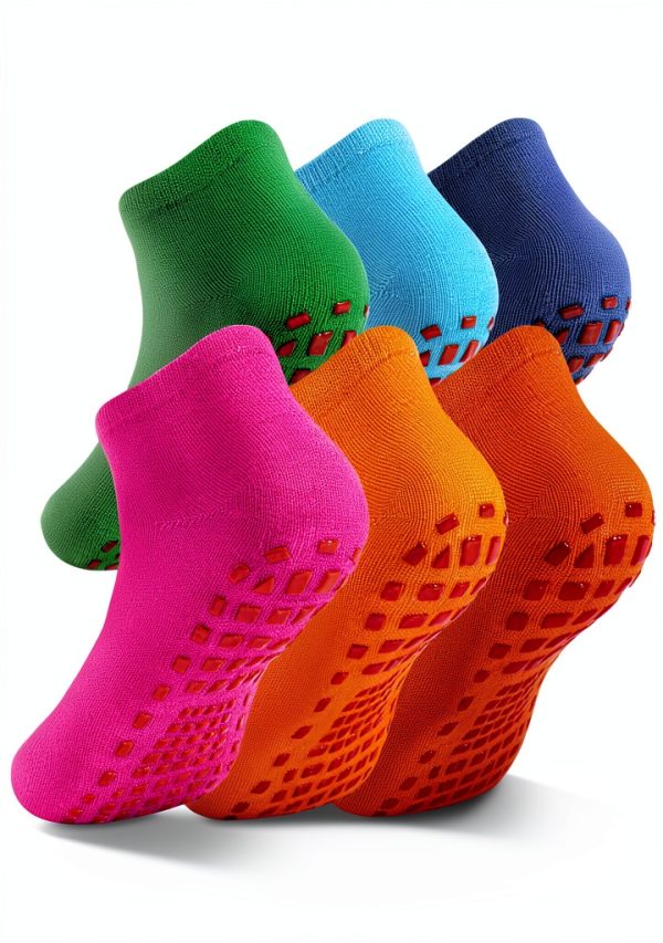 Kids Grip Socks BrandX Non Slip Yoga Socks 6 Pack-0